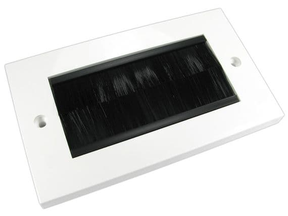 2 Gang Black Brush Wall Plate | Brush Faceplate | Cables 4 ALL