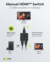 2 Port 4k HDMI Switch - HDMI 2.0 (4k @ 60Hz) With Manual Switching | Cables 4 ALL