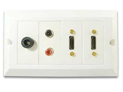 2 Port HDMI Wall Plate With Twin RCA and Digital Optical - Easy Connect