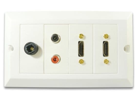 2 Port HDMI Wall Plate With Twin RCA and Digital Optical - Easy Connect | Cables4all