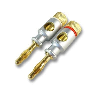 2 x Quality Banana Plugs for Speaker Connections - 24k Gold Plated