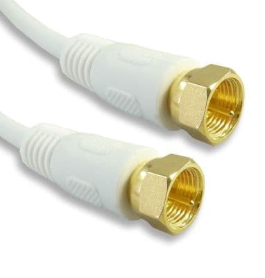 2.5m White F Connector Cable - Double Screening