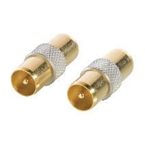 24k Gold Plated Male TV Aerial Adapter / Coupler