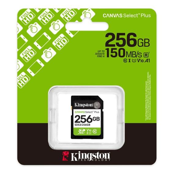 Kingston 256GB SD Card  - 256GB SDXC Canvas Select Plus  | Cables 4 ALL