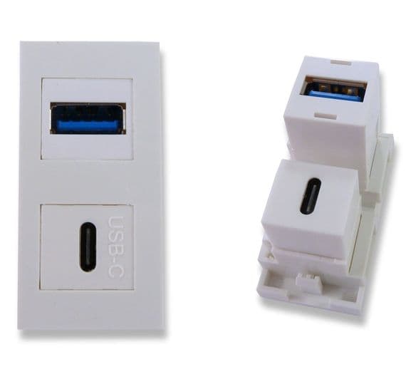 25mm USB C / USB 3.0 Euro Module - Snap In Easy Connect | Cables 4 ALL