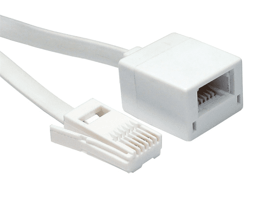 2m BT Extension Cable - Flat Cable (White) - 6 Way | Cables4all