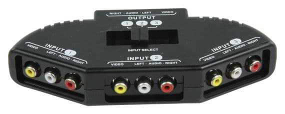 3 Port 3 RCA Switch - Composite Video (Yellow), RCA Audio (Red, White) | Cables 4 ALL