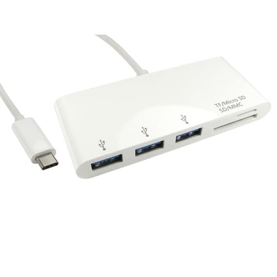 3 Port USB 3.0 Hub With SD Card Reader - Type C to 3x USB A (USB 3.0) | Cables 4 ALL