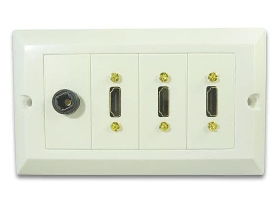 3 Way HDMI Wall Plate with Digital Optical Audio Socket | Cables4all