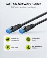 30m Outdoor CAT6A Ethernet Cable – 10Gb Network Cable Black