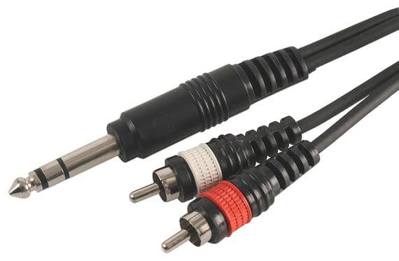 3m 6.35mm Stereo Jack to 2x RCA Phono Audio Cable | Cables 4 ALL