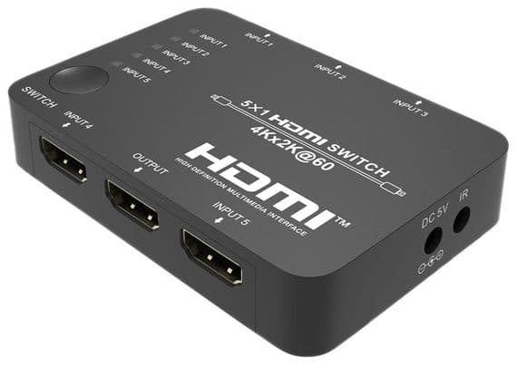 5 Port 4k HDMI Switch - HDMI  (4k @ 60Hz) HDR Compatible