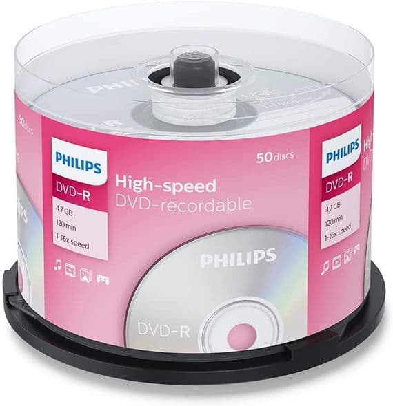 50 Philips DVD-R  Discs - 50 Spindle (4.7GB, 16x) | Cables 4 ALL