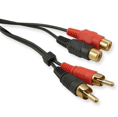 5m Phono RCA Extension Leads - 5 Metres Gold Plated