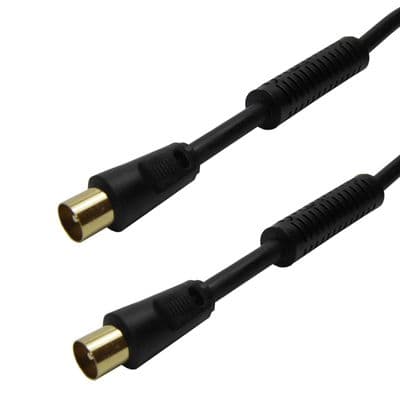 5m Supreme Male TV Aerial Lead - Ferrite Cores and 24k Gold Contacts