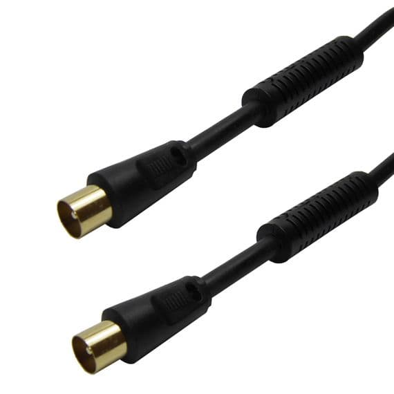 5m Supreme Male TV Aerial Lead - Ferrite Cores and 24k Gold Contacts | Cables4all