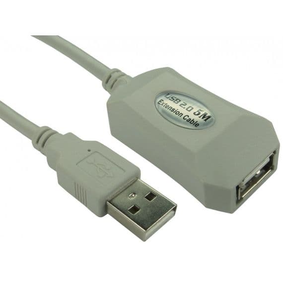 Quality 5m USB 2.0 Active Extension Lead | Cables 4 ALL
