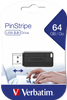 64GB USB 2.0 Flash Drive  - Verbatim Pinstripe Black