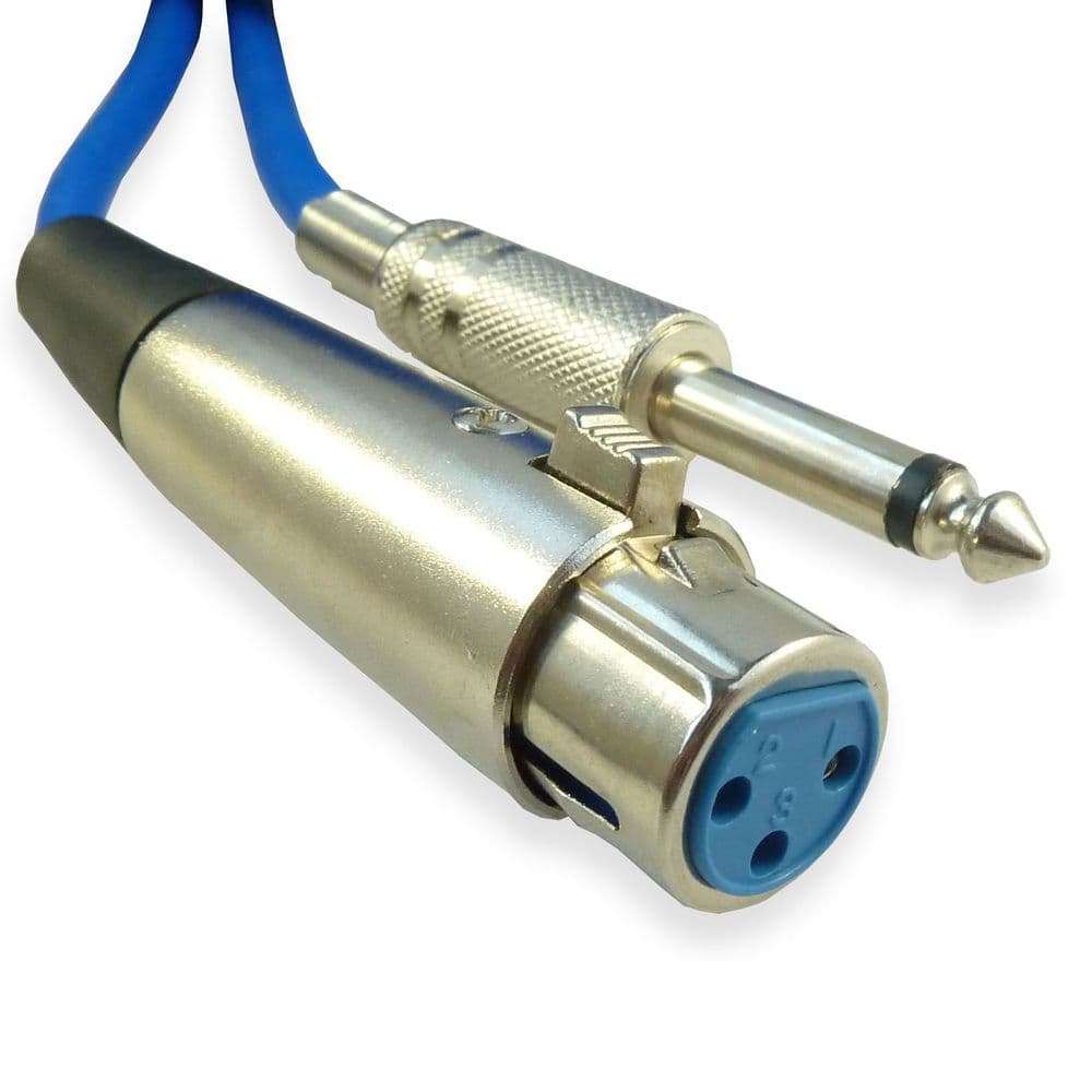 6m 3 Pin XLR to 6.35mm Microphone Cable Unbalanced 6 Metre Lead