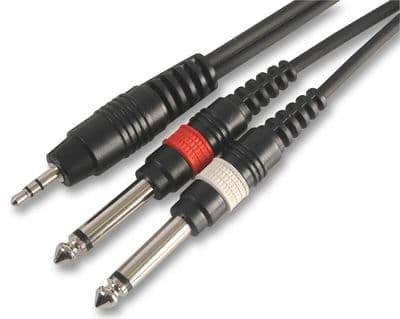 6m 3.5mm to Twin 6.35mm Mono Jack Cable
