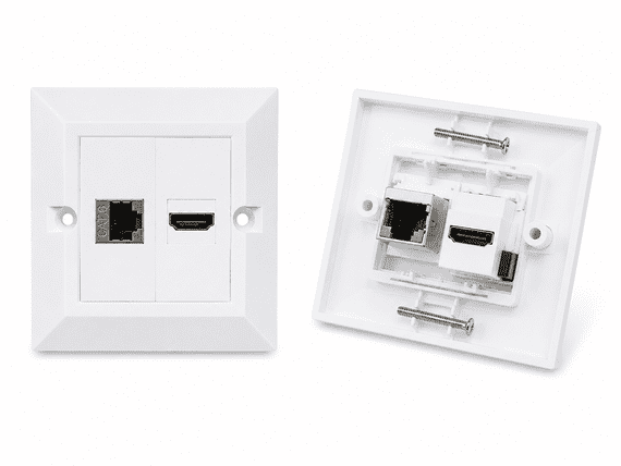 8K HDMI & CAT6 Ethernet Wall Plate – 8K 60Hz, 4K 120Hz, 48Gbps – White