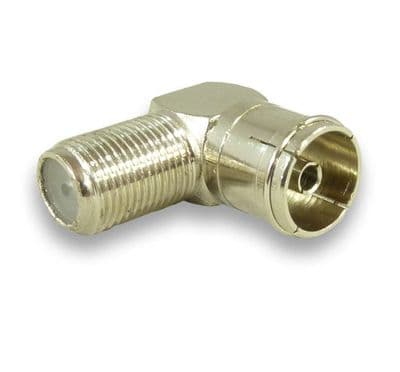Angled TV Aerial Adapter - TV Aerial Coax Female to F Connector Female