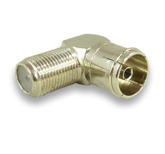 TV Aerial Adapter - Right Angled TV Aerial Coax Female to F Connector Female