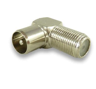 Angled TV Aerial Adapter - TV Aerial Coax Male to F Connector Female