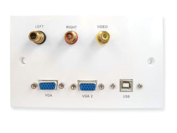 AV / PC Wallplate With USB RCA and VGA Sockets - | Computer Wall Plate | Cables4all