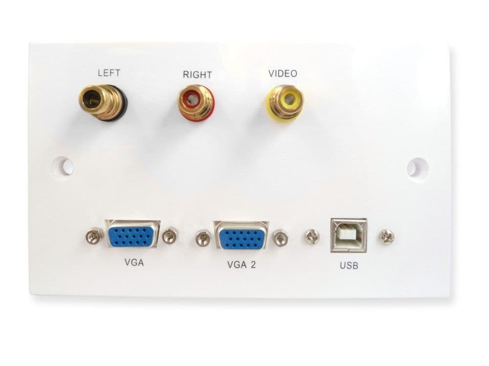 AV / PC Wallplate With USB RCA and VGA Sockets - | Computer Wall Plate ...