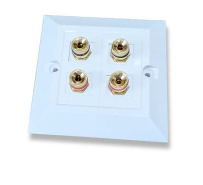 Banana Plug Wall Plate - No Soldering 4x 4mm Banana Speaker Sockets