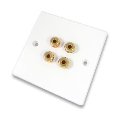 Banana Plug Wall Plate - No Soldering 4x 4mm Banana Speaker Sockets