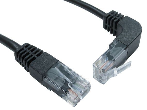 Black CAT5e Ethernet Network Cable - RJ45 Plugs Straight to Angled | Cables4all