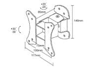 Black LCD Wall Mount fits screen size from 13