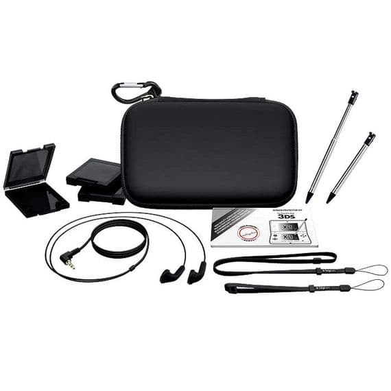 Nintendo 3DS Black Accessory Kit | Case, Earphones, Screen Protector, Stylus | Cables4all