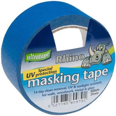 Blue UV Resistant Masking Tape 50mm x 25m – Clean Removal Decorating Tape