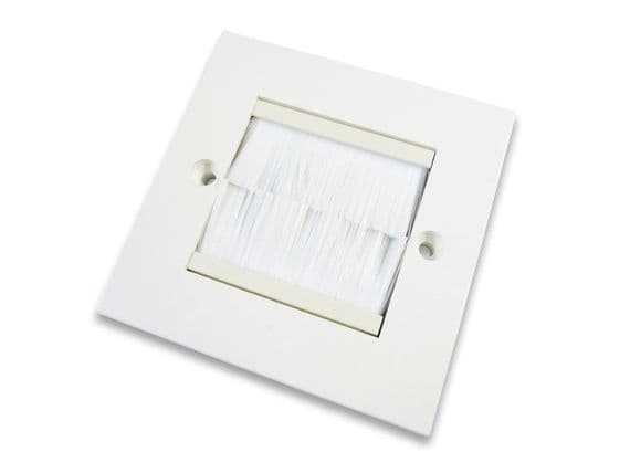 Brush Wall Plate with White Brush | Brush Faceplates | Cables 4 ALL
