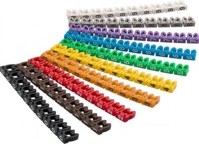 Cable Marker Clips - Digits 0-9 Colour Coded