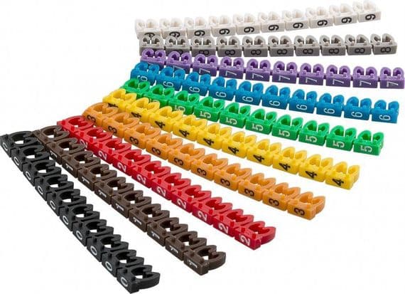 Cable Marker Clips - Digits 0-9 Colour Coded | Cables4all