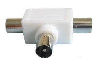 Coaxial Male to 2 x Female TV Aerial Adaptor / Splitter