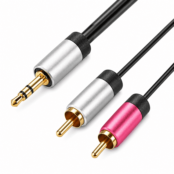 Long 7.5m Jack to RCA Phono Cable | 3.5mm to RCA Audio Lead | Cables4all