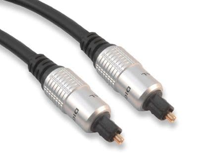 Digital Optical Cable - 2 Metres / Metal Toslink Plugs / Gold Contacts