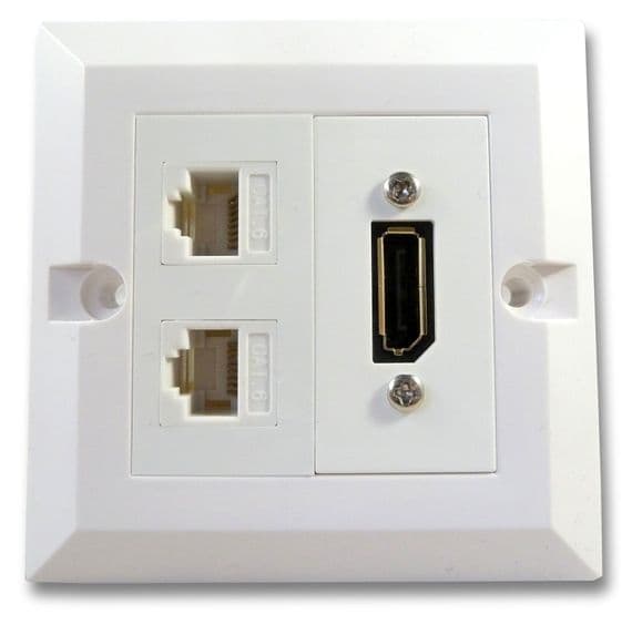DisplayPort and Twin Ethernet Network Wall Plate - Easy Connect | Cables 4 ALL