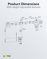 Dual Monitor Desk  Mount Stand - Monitor Arm For 2 Monitors | Cables 4 ALL