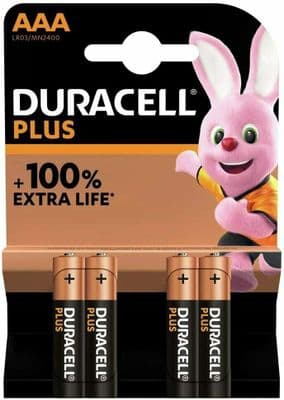Duracell AAA Batteries - 4 Pack MN2400 1.5V LR03 Alkaline (Plus 100% Extra Life)