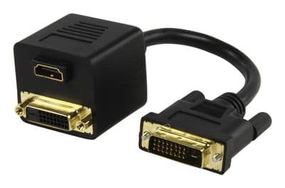 DVI to 1 DVI + 1 HDMI Splitter / Adapter - 1 into 2