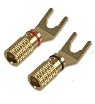 Gold Plated Terminal Spades for Audio Speaker Connections