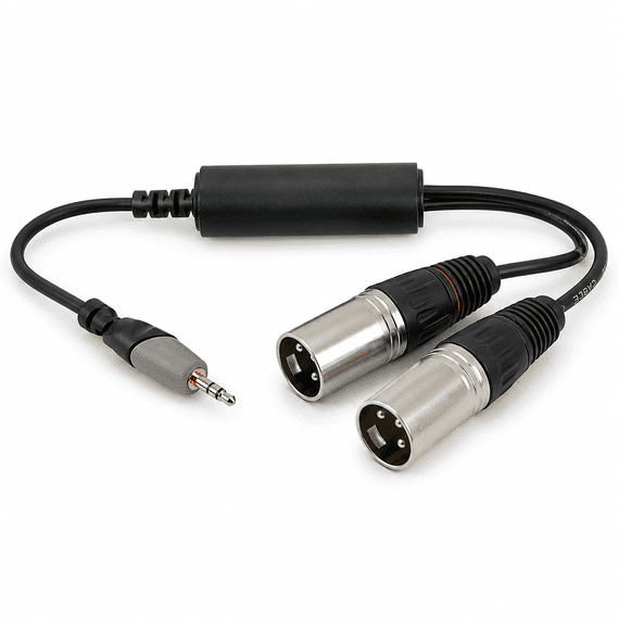 Ground Loop Isolator 3.5mm Stereo Jack to 2 x Male XLR Plugs | 1.5m