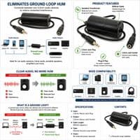 Ground Loop Isolator 3.5mm Jack Plug to 3.5mm Socket | Audio Hum Eliminator