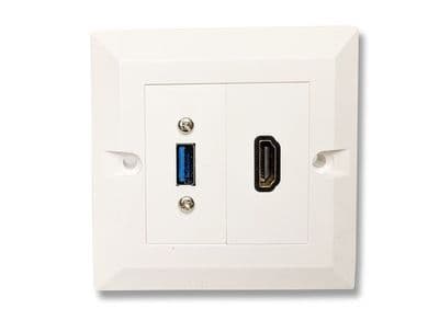 HDMI 4k and USB 3.0 Wall Plate - Easy Connect